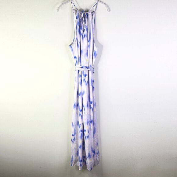 Cloth & Stone Dress Women XL Tie Dye Lavender Purple Halter Maxi Slit Boho Flowy - Picture 4 of 10